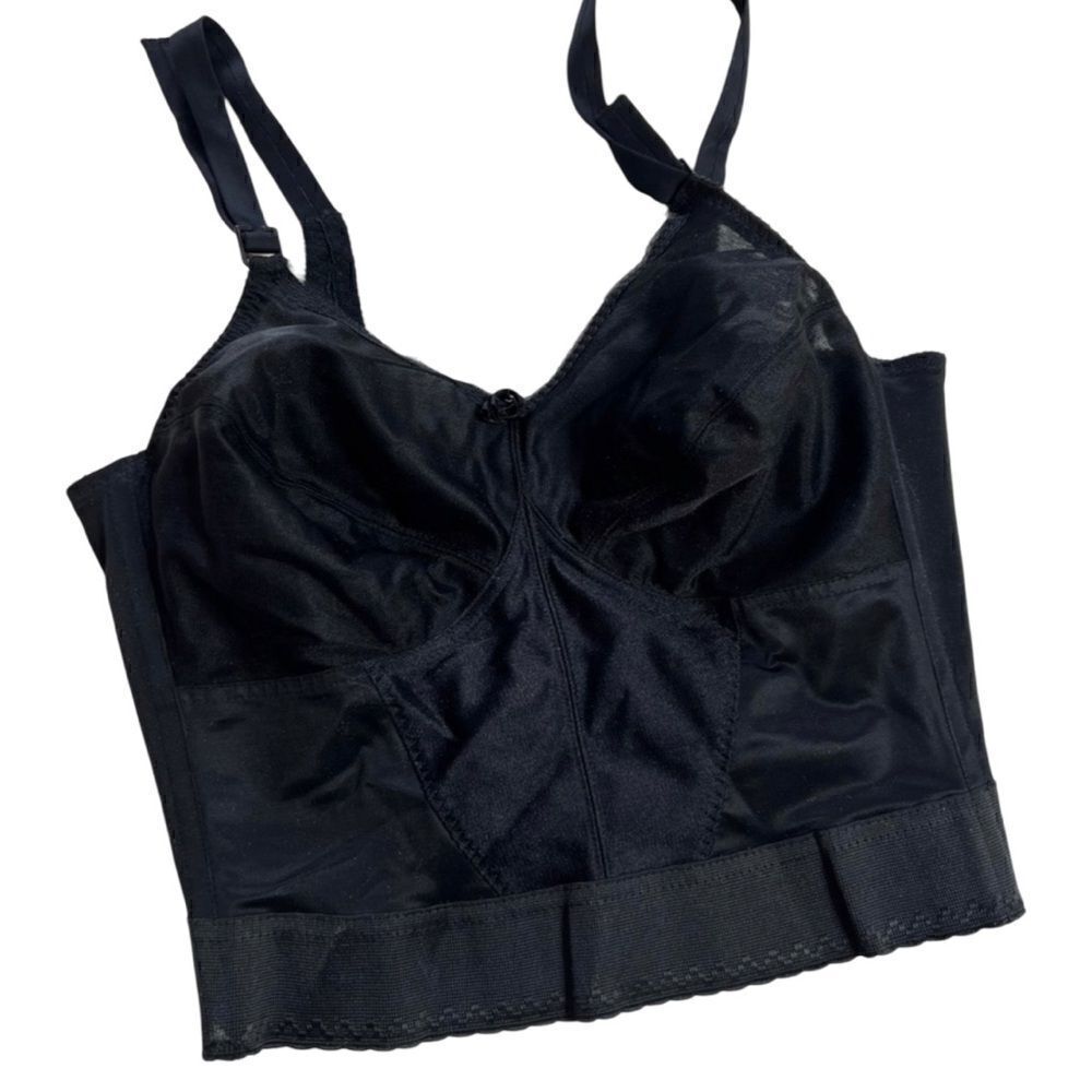 Vintage 1980s Sexy Black Bustier Corset Girdle Bralette 36C